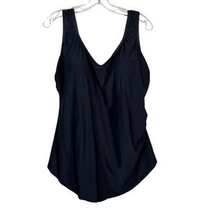 Swimsuits for All Women's Plus Size Black Lined Swim Dress 16 One Piece Beach